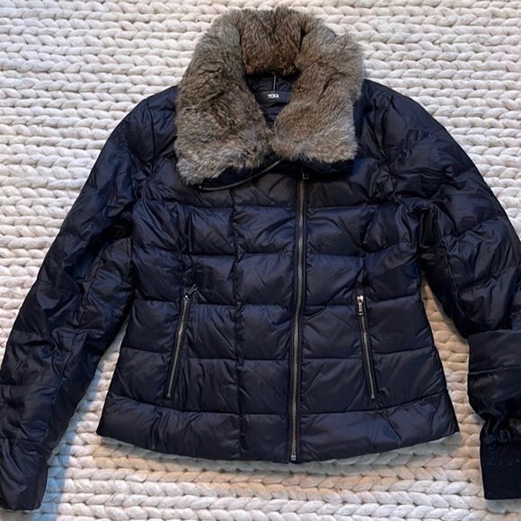 Jackets & Blazers - Tumi real rabbit fur puffer black jacket